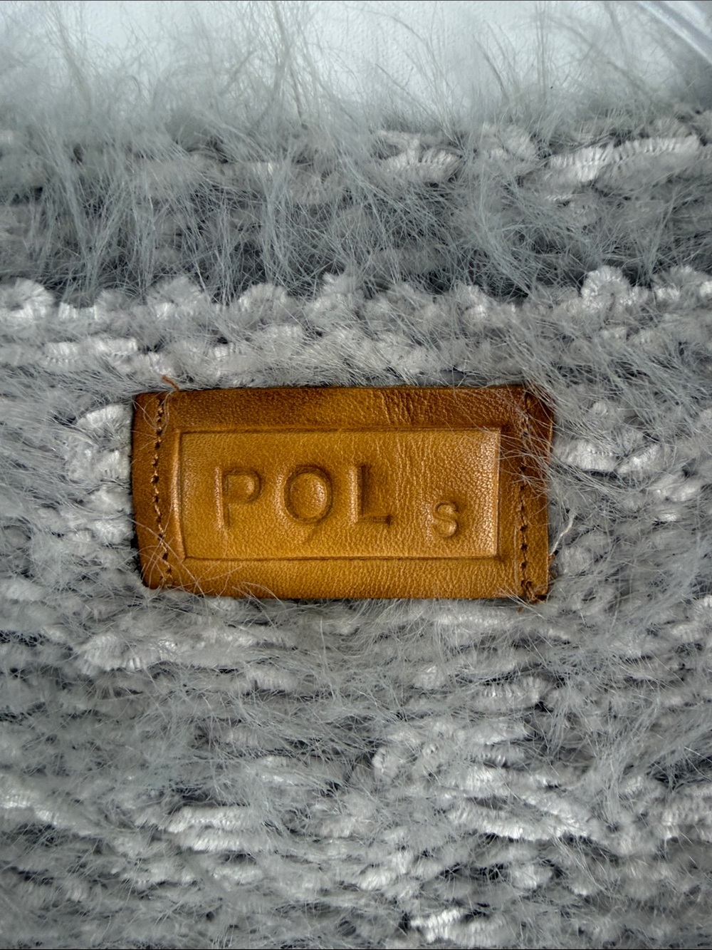 POL Alpaca Pearl Rhinestone Cardigan S Gray Fuzzy Open Front Cozy - Picture 3 of 8